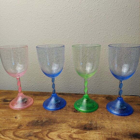 LED Wine Champagne Glasses Plastic Light Up Cup Cocktail Bar Tableware, Set of 4 - Picture 6 of 7